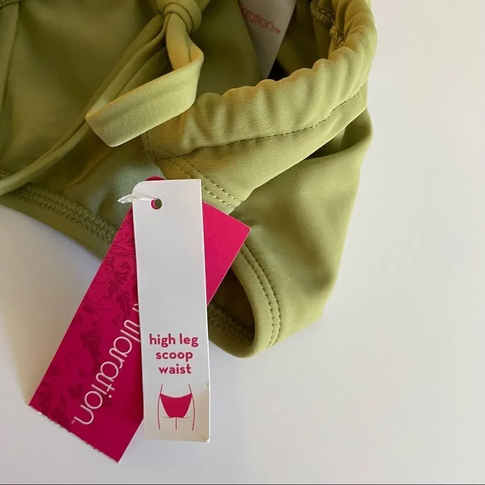 Xhilaration green high leg scoop waist bikini bottom - Picture 7 of 11